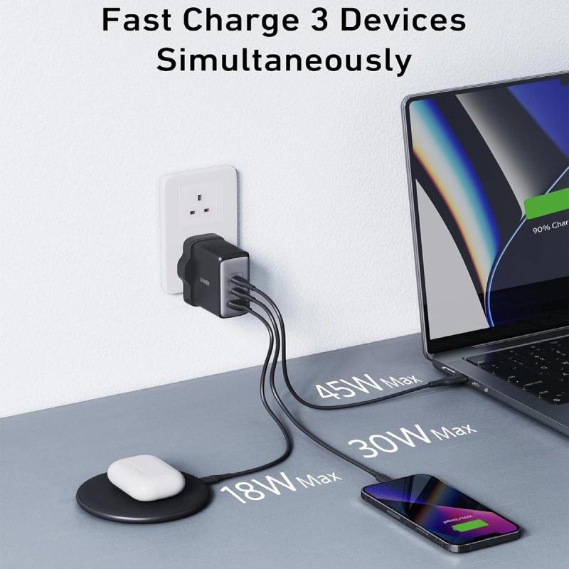 قیمت و خرید آداپتور 100 وات 3 پورت انکر مدل 736